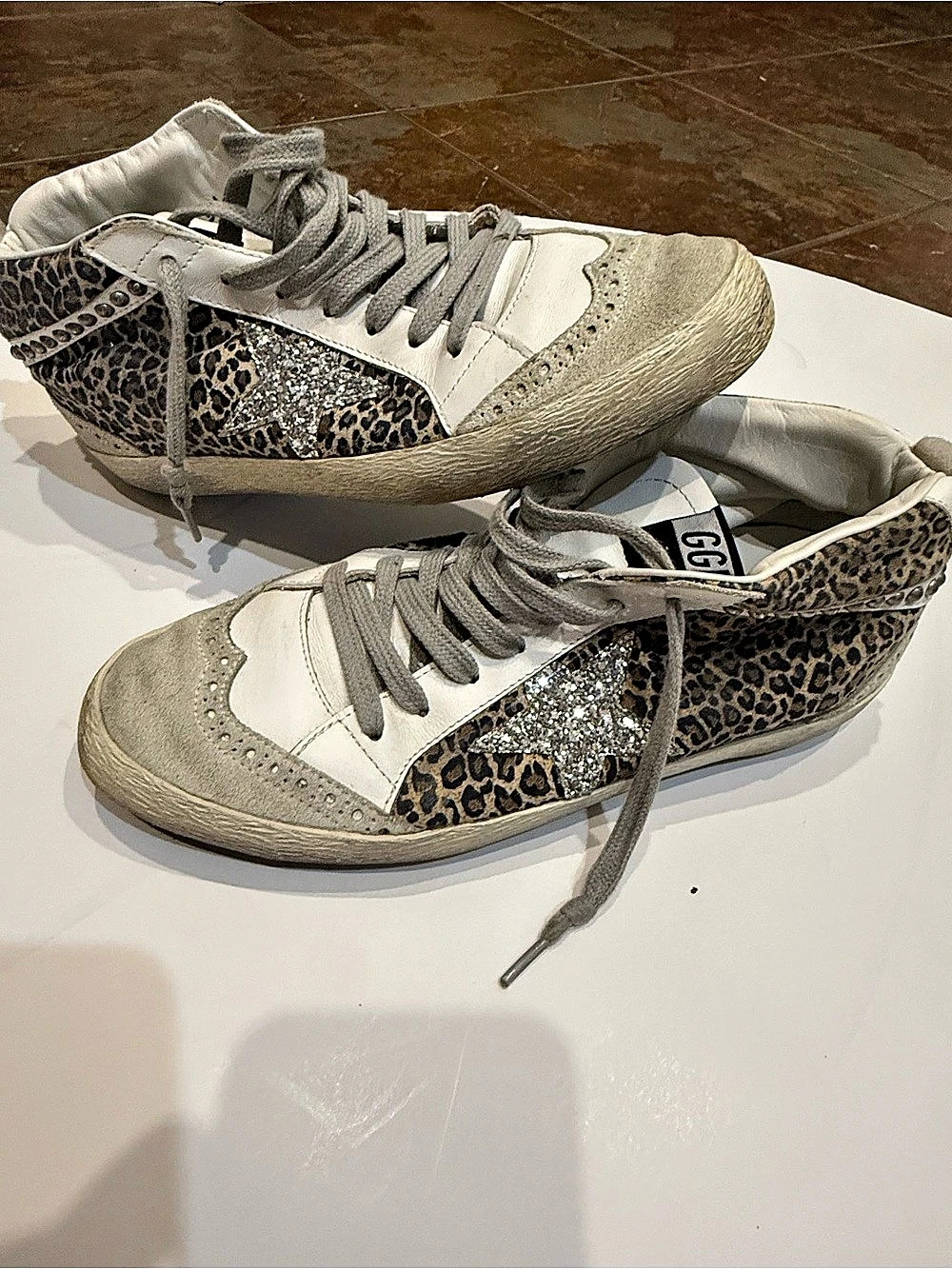 Golden Goose Mid Star Leopard Star Sneakers EU 39 Good